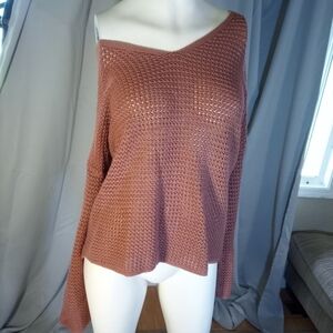 Old Navy Brown Off-the-Shoulder Sweater Cozy Knit